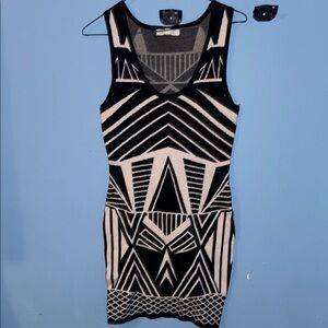 Geometric Black and White Dress